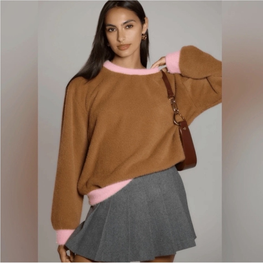 Anthropology Maeve Brown and Pink Sweater